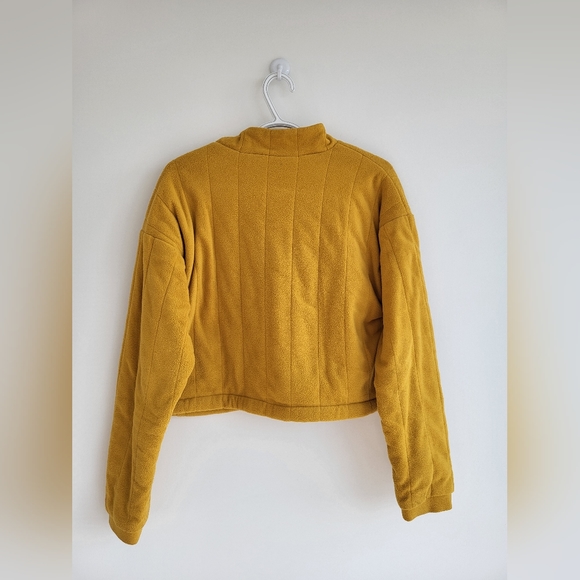 Adidas Mustard Cropped Quilted-Effect Sweater - S - Picture 6 of 7